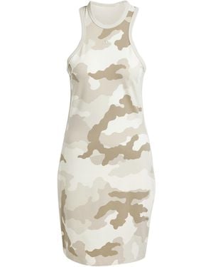 adidas Essentials 3-Stripes Camo Print Racer Back Tank Dress - Metallic