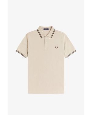Fred Perry Short Sleeve Twin Tipped Polo Shirt - Natural