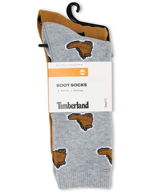 Timberland 2 Pack Print Boot Crew Socks - Multicolour