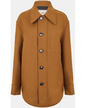 Ami Paris Suede Long Sleeve Shirt - Brown