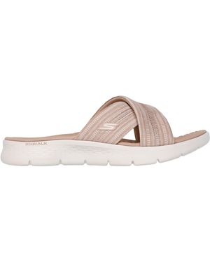 Skechers Crossband Slide W Memory Foam Strap Flat Sandals - Brown