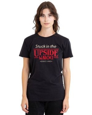 Stranger Things Upside Down Slogan T Shirt - Black