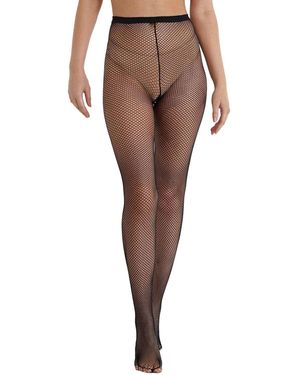 Playful Promises Bettie Page Fishnet Seamed Tights - Brown