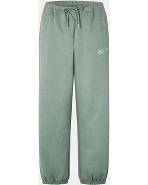 Jack Wills Loose Embellished Logo Closed Hem Fleece Joggers - Green