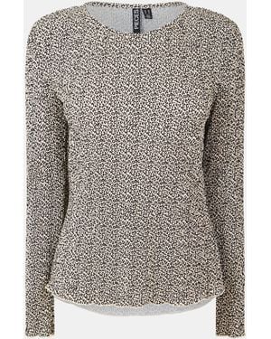 Pieces Short-Sleeve Blouse - Grey