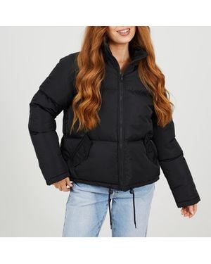 Brave Soul Ladies Cello Hooded Puffer Jacket - Black