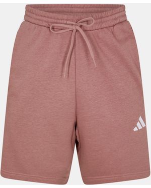 adidas Essentials 3 Stripe Fleece Shorts - Red