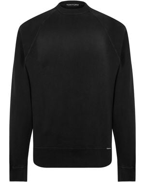 Tom Ford Plain Cotton Crew Sweatshirt - Black