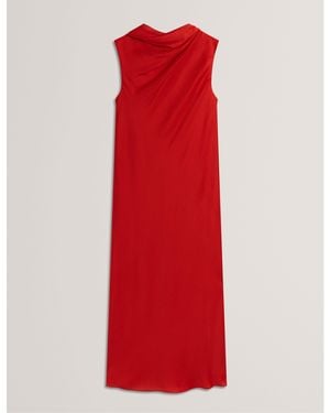 Ted Baker Tie Midi Slinky Dress - Red