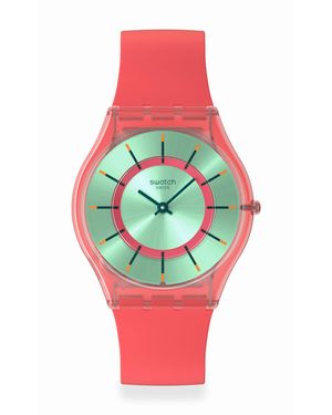 Swatch Adults Minty Dream Analogue Quartz Watch - Red