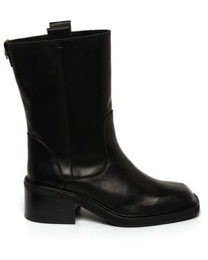 Steve Madden Tenley Leather Heeled Ankle Boots - Black