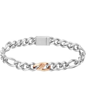 BOSS Rian Stainless Steel Figaro Magnetic Chain Bracelet - Metallic