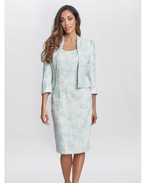 Gina Bacconi Eva Floral Jacquard Dress And Jacket - Blue
