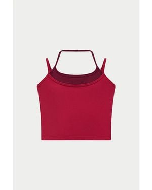 The Couture Club Double Bra Strappy Crop Top - Red