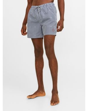 Jack & Jones And Fiji Stripe Swim Shorts - Blue
