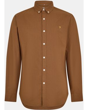Farah Oxford Long Sleeve Shirt - Brown