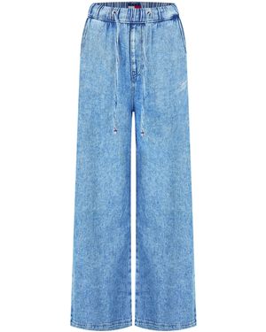 Tommy Hilfiger Twill Denim Long Palazzo Trousers - Blue