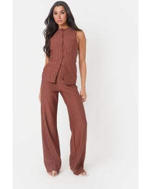 I Saw It First Pinstripe Wide Leg Trousers - Red