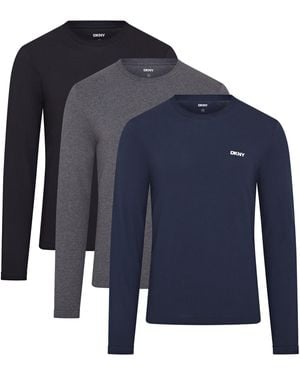 DKNY 3-Pack Long Sleeve T-Shirt Warriors - Blue