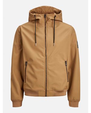 Jack & Jones Zipped Hooded Softshell Jacket - Brown