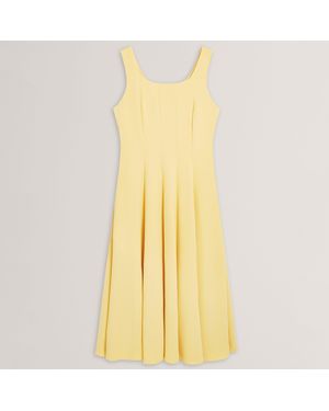 Ted Baker Panelled Scoop Neck Sleeveless Midi Dress - Yellow