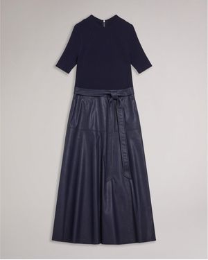 Ted Baker Mock Midi A Line Dress - Blue