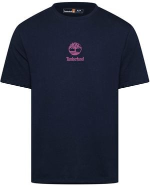 Timberland Print Stack Logo T-Shirt - Blue