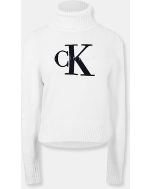 Calvin Klein Funnel Neck Jumper - White