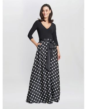 Gina Bacconi Christina Spot Print Satin Jersey Dress - Black