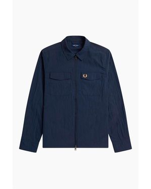 Fred Perry Long Sleeve Zip Overshirt - Blue