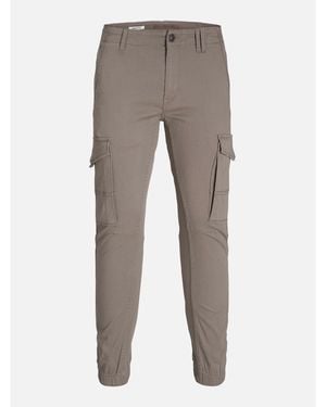 Jack & Jones Slim Stretch Cuffed Cargo Trousers - Grey