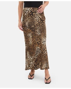 I Saw It First Leopard Print Satin Maxi Skirt - Brown