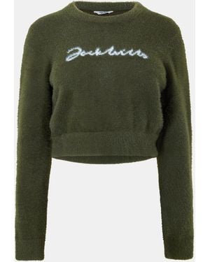 Jack Wills Jw Knitted Jacquard Cropped Crew Neck Jumper - Green
