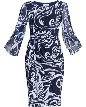 Gina Bacconi Iga Abstract Print Cocktail Dress - Blue