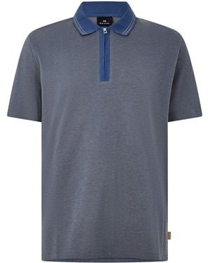 Paul Smith Microdot Cotton Short-Sleeve Polo Shirt - Blue