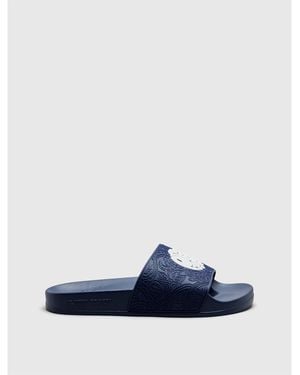 Pretty Green Pg Okala Embossed Pool Sliders - Blue