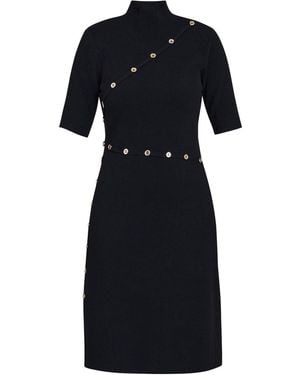 Gina Bacconi Vickie Button Detail Knit Dress - Blue