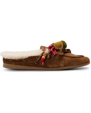 Nokwol Coco Fur Flat Mules - Brown