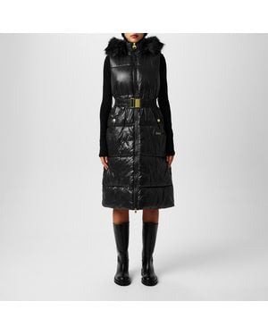 Barbour Saskia Quilted Padded Mid-Length Hooded Zip Gilet - Black
