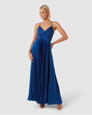 Forever New Geri Tie Back Pleated Maxi Dress - Blue
