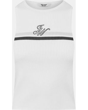 Jack Wills Embroidered Knitted Jumper Vest - White