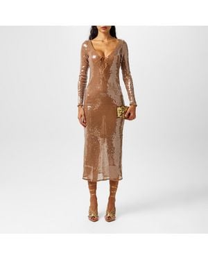 Bardot Verona Sequin Midaxi Dress - Brown