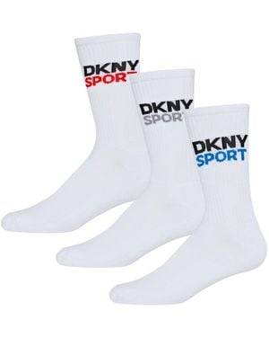 DKNY 3 Pack Sport Socks Dogwood - White