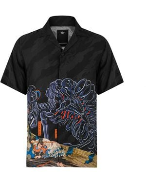 Maharishi Cyber Skeleton Short-Sleeve Bowling Shirt - Black