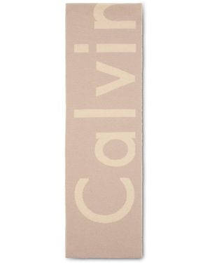 Calvin Klein Logo Midweight Scarf - Natural