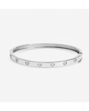 Jon Richard Plated And Crystal Heart Bangle - Metallic