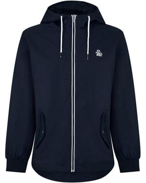 Original Penguin Ratner Waterproof Wind Resistant Hooded Long Sleeve Rain Anorak - Blue