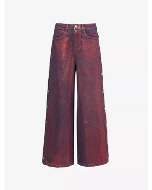 Amy Lynn Wren Foil Trainer Wide Leg Trousers - Purple