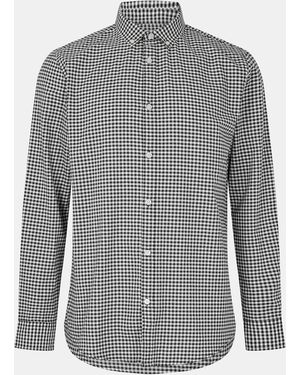 Nicce London Threadbare Cheque Cotton Long-Sleeve Oxford Shirt - Grey
