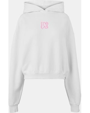 Palm Angels Neon Cropped Pull Over Hoodie - White